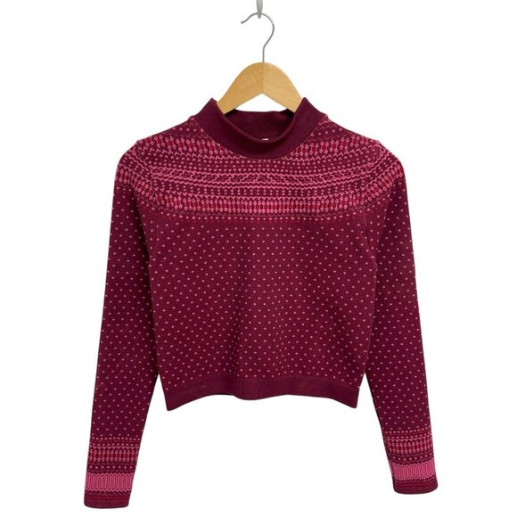 Fabletics women's cropped holly seamless long sleeve top merlot long size M - Picture 10 of 12